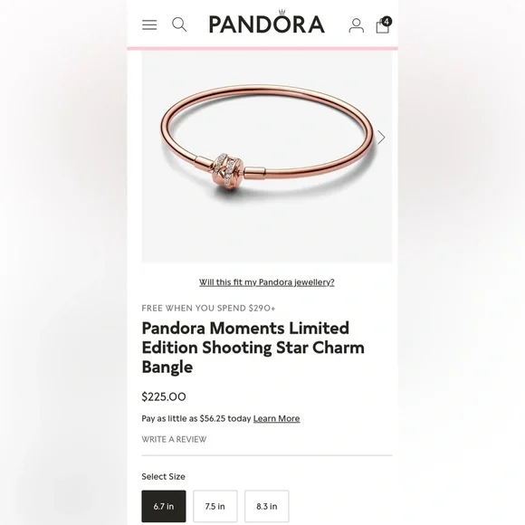 NEW Pandora Moments Limited Edition Shooting Star Charm Bangle